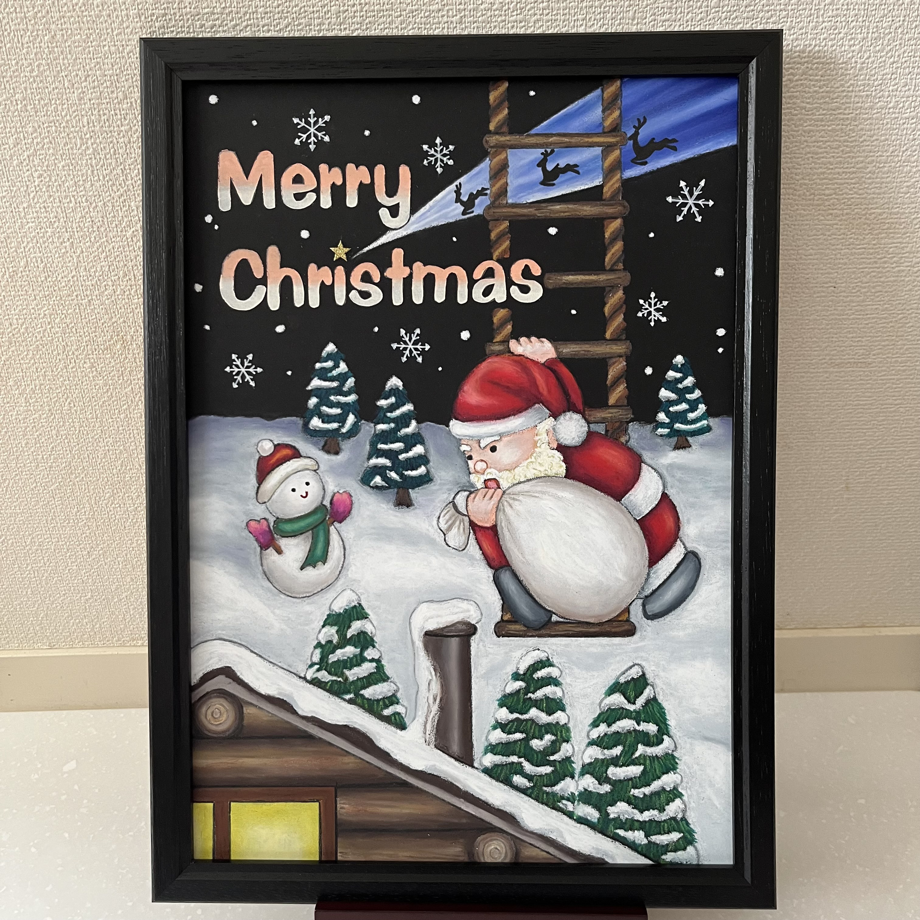 67.クリスマス アート作品 フレーム付き