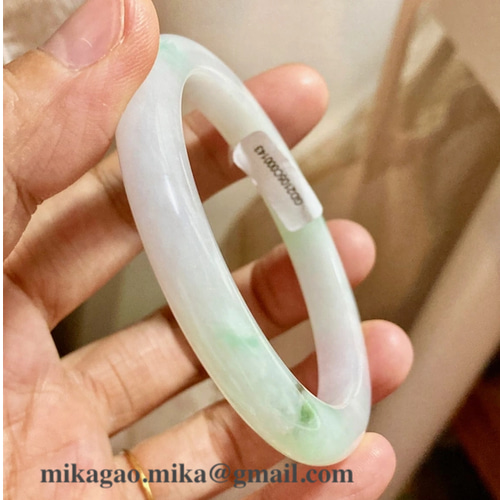 15 年末感謝セール 美品 54.0 天然 白緑 本翡翠 バングル