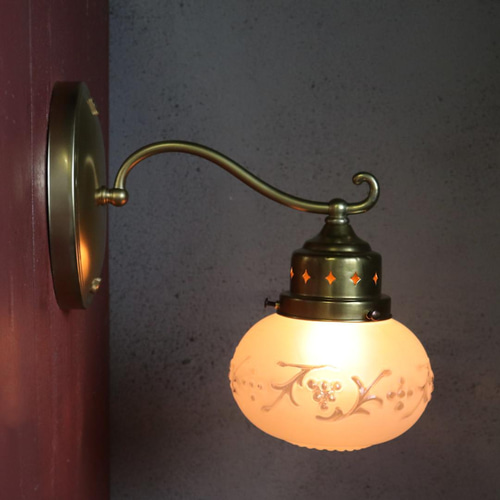 USAヴィンテージフロストガラス葡萄柄シェードのブラケットライト