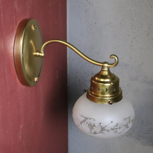 USAヴィンテージフロストガラス葡萄柄シェードのブラケットライト