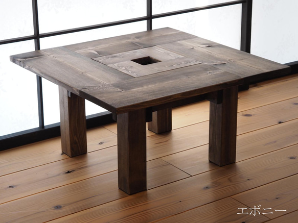 囲炉裏風ローテーブル 古風 アンティーク 木製【受注制作】 4枚目の画像