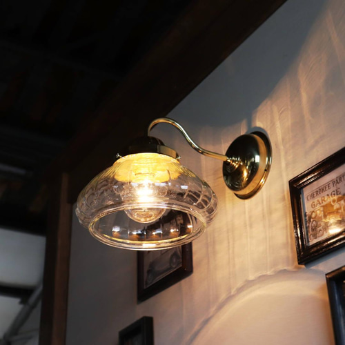 USAヴィンテージオニオンシェイプガラスシェード付ブラケットライト