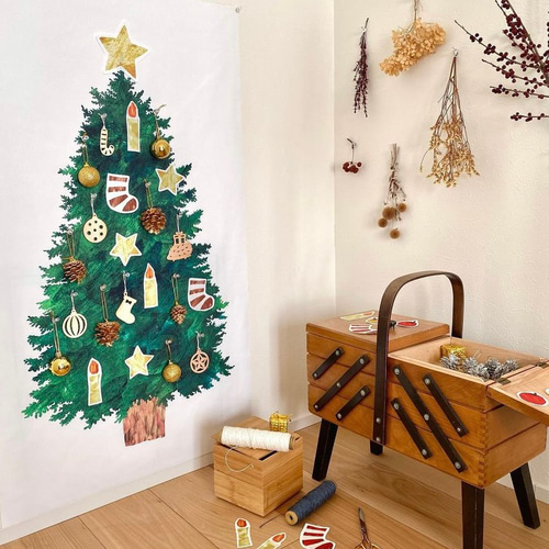 ギフトBOX入り】ペタペタ貼れる！『もみの木』クリスマスツリー
