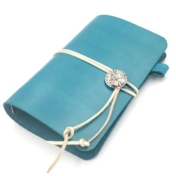 頑張らない システム手帳 バイブルサイズ ヌメ革 手染め ターコイズ