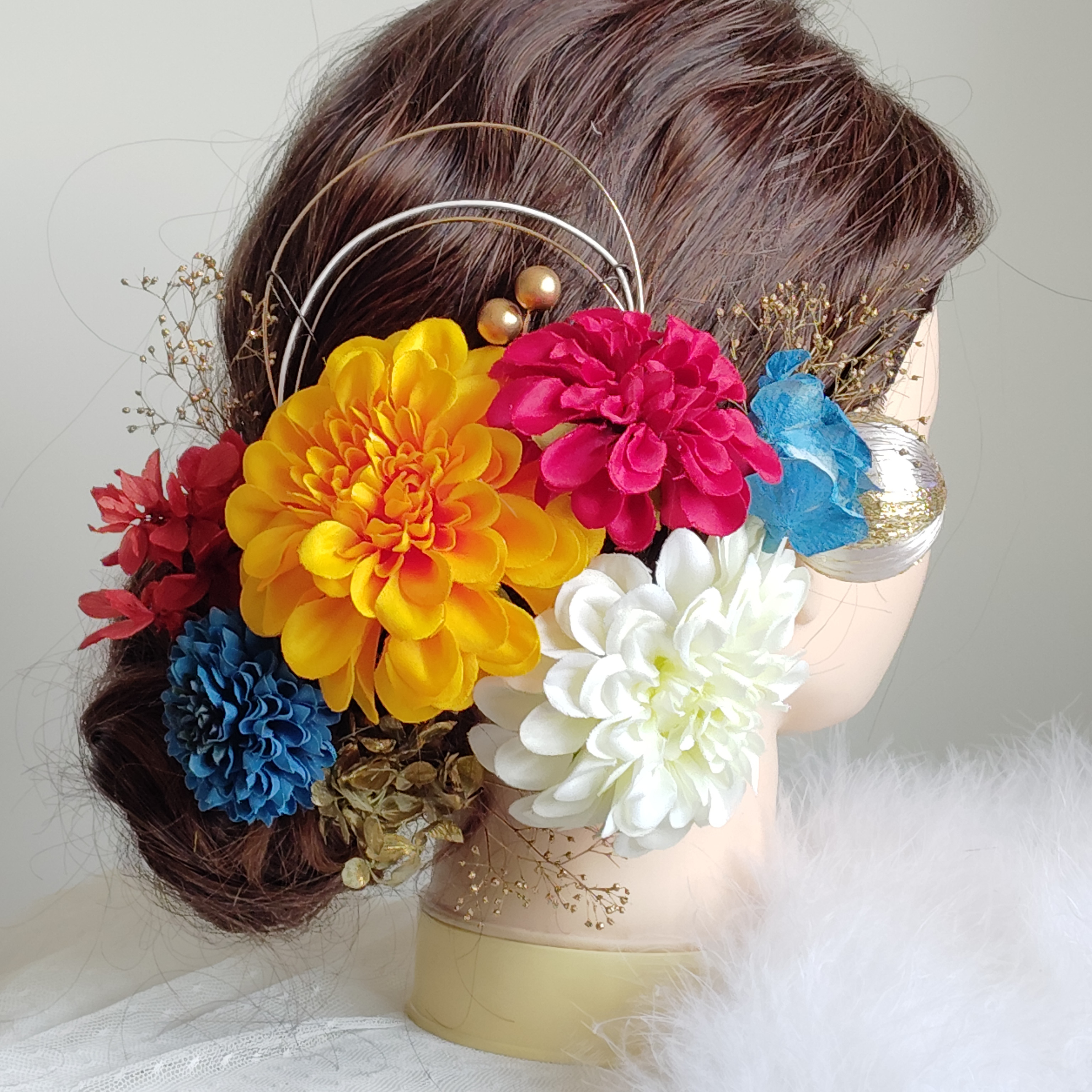 琉花＿＿紅型（びんがた）振袖の髪飾り　卒業式　成人式 　結婚式　髪飾り 　色打掛　振袖　着物　袴　和装　前撮り 6,552円