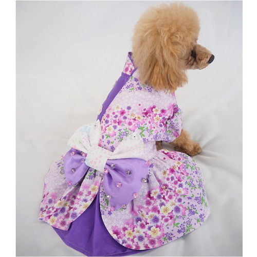 超可爱 ワンピース 和柄 花柄 着物風 ドックウェア 犬 服 犬服 犬の服 犬服・アクセサリー
