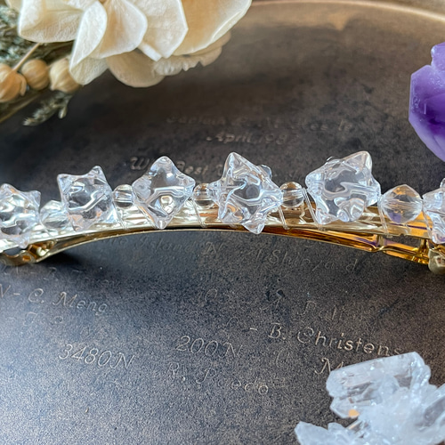 天然石の髪飾り＊水晶・ゴールドカラー バレッタ Majyotte. 通販