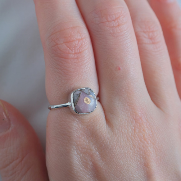 copper pink opal ring　コッパーピンクオパール シルバーリング　silver925 10枚目の画像