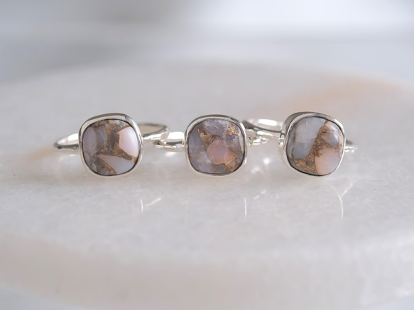 copper pink opal ring　コッパーピンクオパール シルバーリング　silver925 3枚目の画像