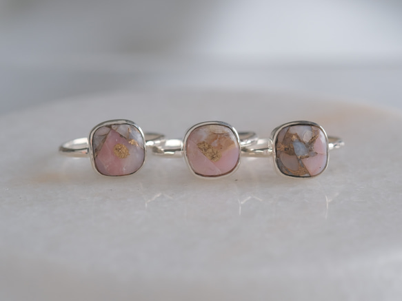 copper pink opal ring　コッパーピンクオパール シルバーリング　silver925 4枚目の画像