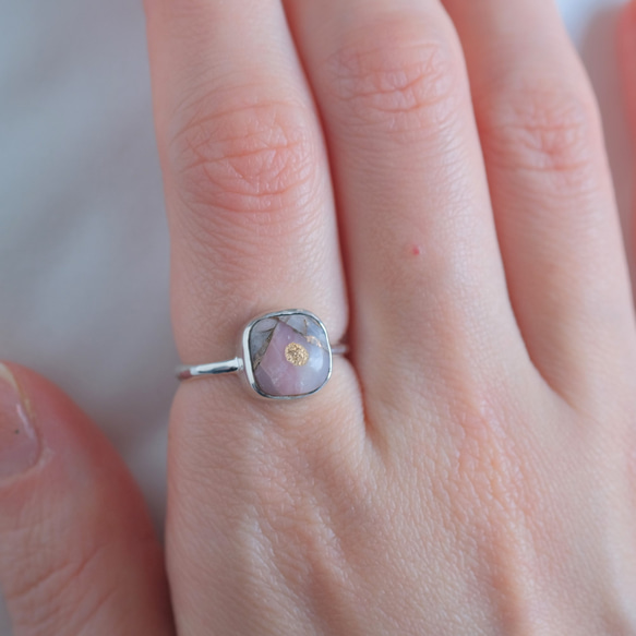 copper pink opal ring　コッパーピンクオパール シルバーリング　silver925 9枚目の画像