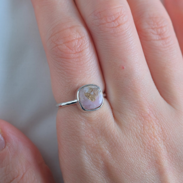 copper pink opal ring　コッパーピンクオパール シルバーリング　silver925 7枚目の画像