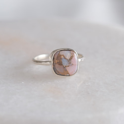 copper pink opal ring　コッパーピンクオパール シルバーリング　silver925 1枚目の画像