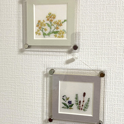 菜の花　刺繍フレーム　絹糸と金糸の日本刺繡　壁飾り　インテリア 9枚目の画像