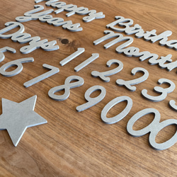 木製 MDF灰色 ガーランド 誕生日 記念日 レターバナー Happy Birthday 星 数字 月齢フォト 4枚目の画像