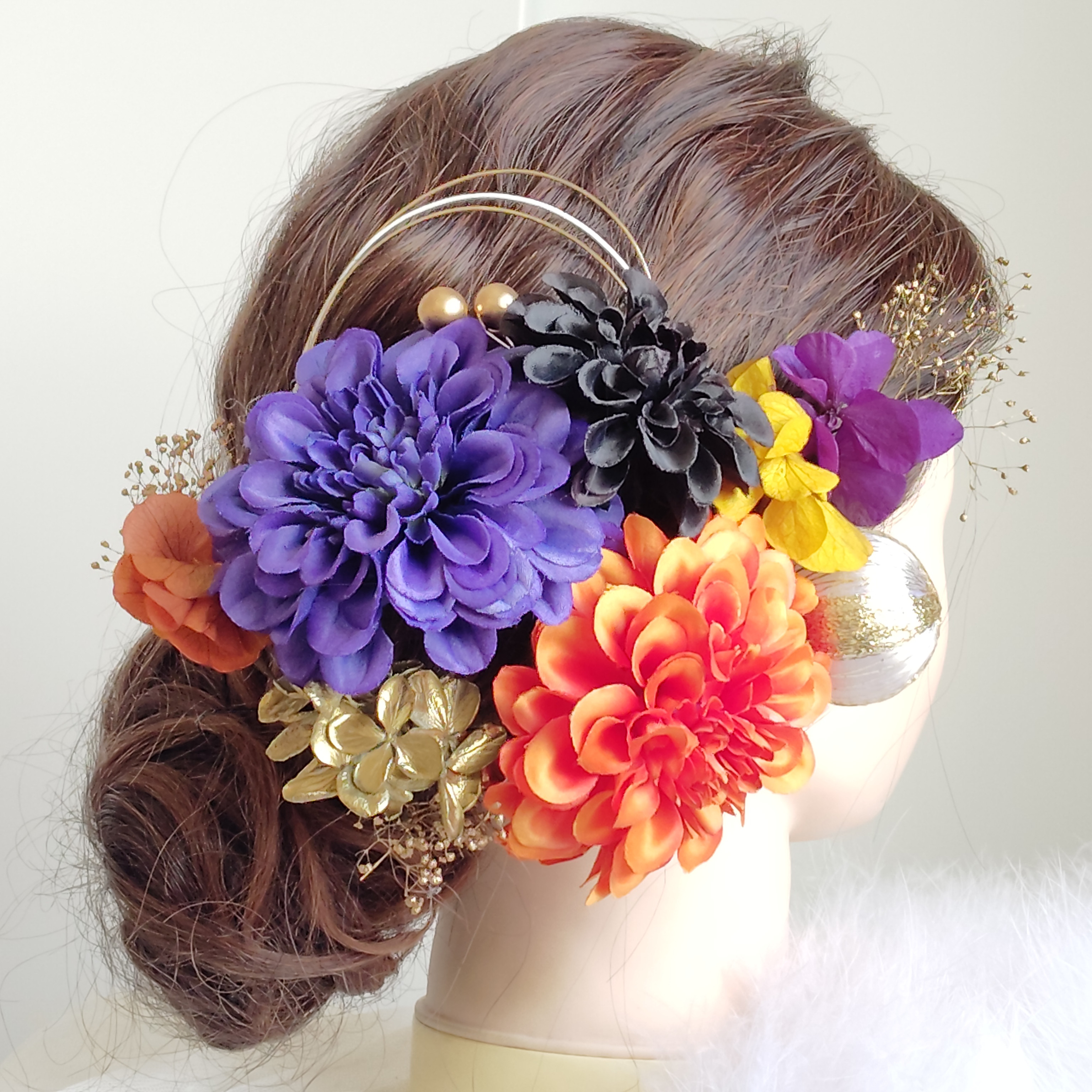 琉花＿＿紅型（びんがた）振袖の髪飾り　卒業式　成人式 　結婚式　髪飾り 　色打掛　振袖　着物　袴　和装　前撮り