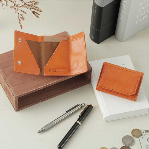 刻印可】カードが重ねて10枚入る、最小クラス三つ折りミニ財布 ヴァ