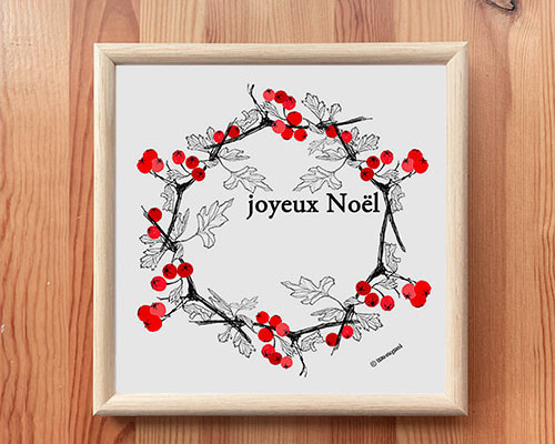 クリスマスリース_joyeux-Noël_インテリアイラストポスター イラスト