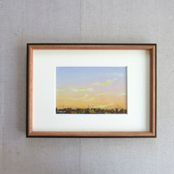 パステル画（原画）内灘砂丘・夕陽。 内灘砂丘・夕焼け（パステル画・マット紙付き）額縁：大衣 絵画