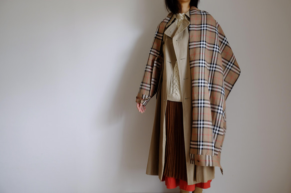 再販・袖ストール/レーヨン【タータンチェック・ベージュ】sleeve stall/rayon【tartan check】 17枚目の画像