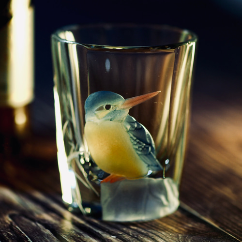 彩色かわせみショットグラス～ずっしり重い おちょこ・ぐい呑み・徳利