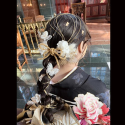 金箔ヘア✨水引✨蝶々✨ヘッドドレス★ウエディング★結婚式★卒業式★ヘアアクセサリー★成人式 11枚目の画像