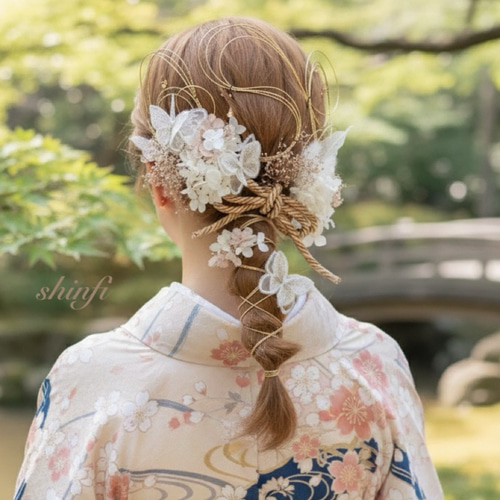 金箔ヘア✨水引✨蝶々✨ヘッドドレス☆ウエディング☆結婚式☆卒業式