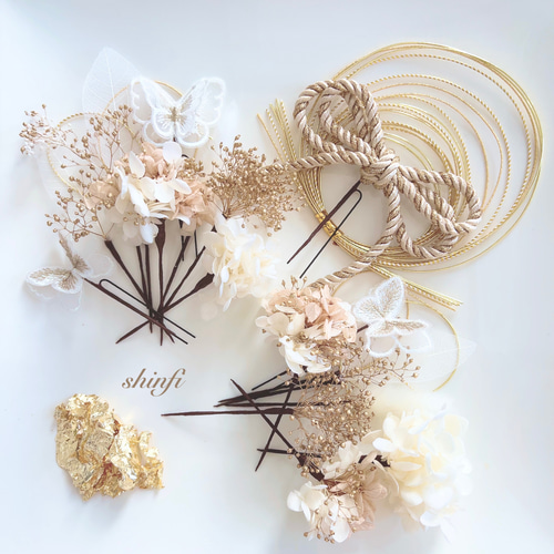 金箔ヘア✨水引✨蝶々✨ヘッドドレス☆ウエディング☆結婚式☆卒業式