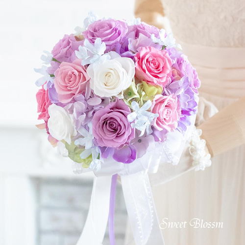 オーダーメイド】プリザーブドフラワーのラウンドブーケ＆ブートニア  