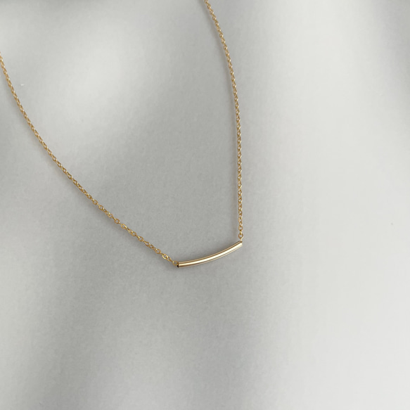 14kgfゴールドラインネックレス【short tube】チューブネックレス 4枚目の画像