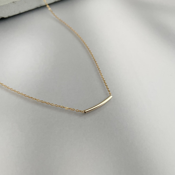 14kgfゴールドラインネックレス【short tube】チューブネックレス 1枚目の画像