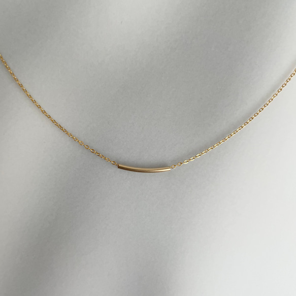 14kgfゴールドラインネックレス【short tube】チューブネックレス 6枚目の画像