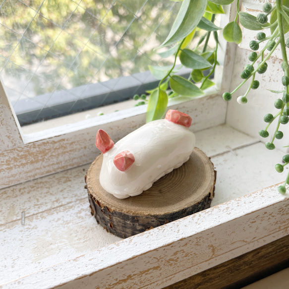 【再販】陶器の鉱石ウミウシちゃん シロウサギウミウシ/ 陶磁器 置物 デスク ペーパーウェイト 海の宝石 3枚目の画像
