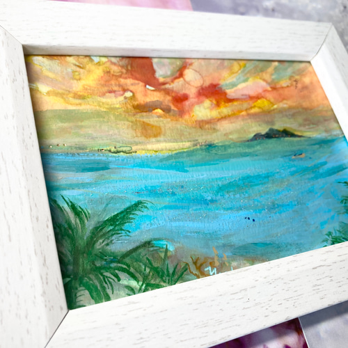 グアム 旅行絵日記 葉書サイズ 原画 イラスト しまねこ 通販