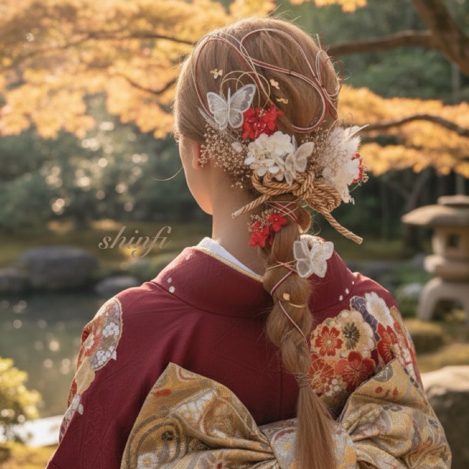 金箔ヘア✨水引✨蝶々✨ヘッドドレス★ウエディング★結婚式★卒業式★ヘアアクセサリー★成人式 5,083円