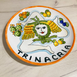 絵皿 20cm　CRC001 マヨリカ焼き イタリア陶器　シチリア　トリナクリア　イタリアン 2枚目の画像