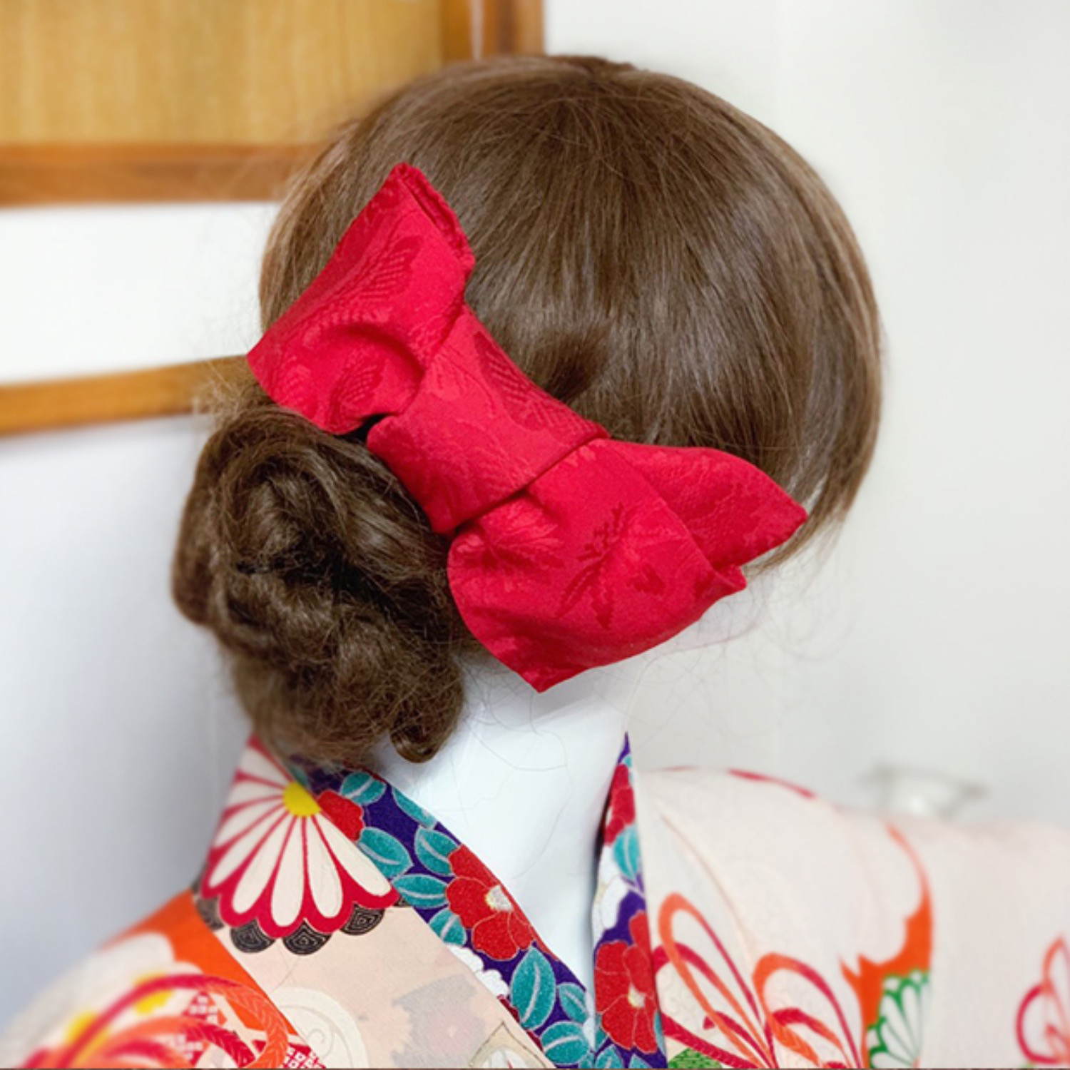 【送料無料】成人式　結婚式　髪飾り   リボン　赤　和モダン　大人の清く美し上品リボン【色変更可能】