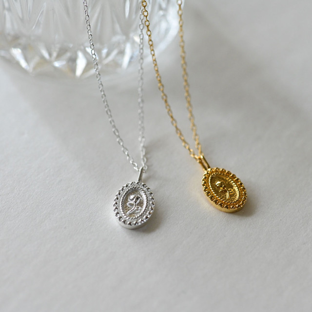 コインバラネックレス＊色選べる(ピンク＆ゴールド＆シルバー）19～21　シルバー925