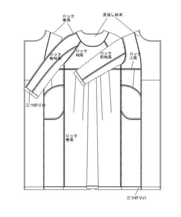 型紙　コンビネーションノーカラーコート　A029-P　レディース 12枚目の画像