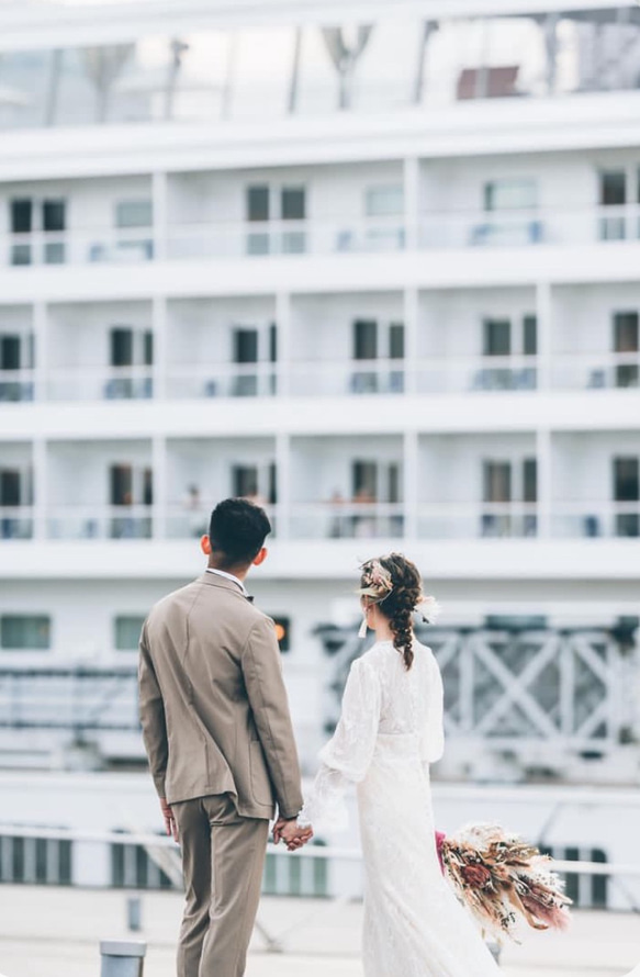 ボタニカルブーケHＬ　プロテア　ウェディング　結婚式　ドライフラワー　前撮り　プリザーブドフラワー 7枚目の画像