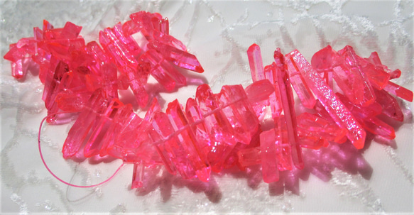 クリスタル（水晶）　氷柱（ナゲット）ピンク　1連　クリーマ最安 4枚目の画像