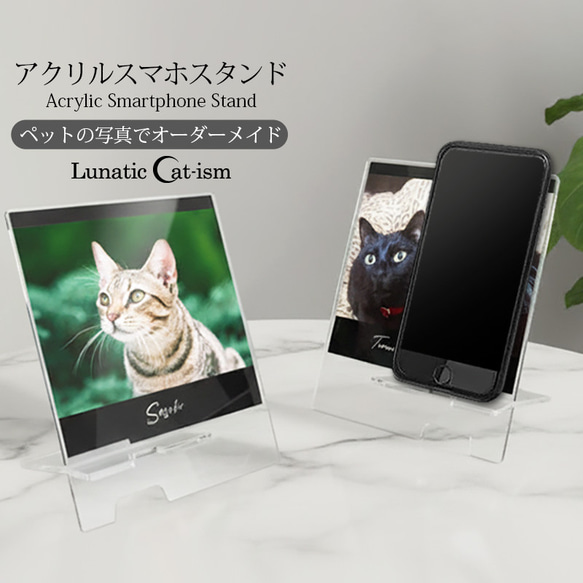送料無料｜オーダーメイド スマホスタンド-ペット写真で作る オリジナル アクリルスタンド：フォトタイプ 1枚目の画像
