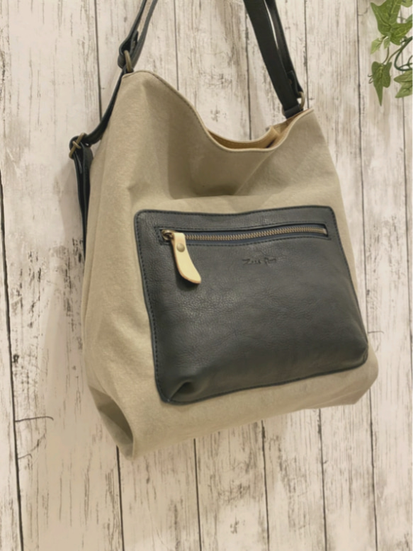 国産ゼスフィーノ　手提げ　ショルダー　リュック　 斜め掛け　4way❗️❗️  帆布と牛革のコンビ色の組み合わせ自由 1枚目の画像