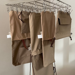 入園入学グッズ　レッスンバッグ　手提げ袋　綿麻キャンバス生地チェック柄ブラウン×ベージュ 8枚目の画像