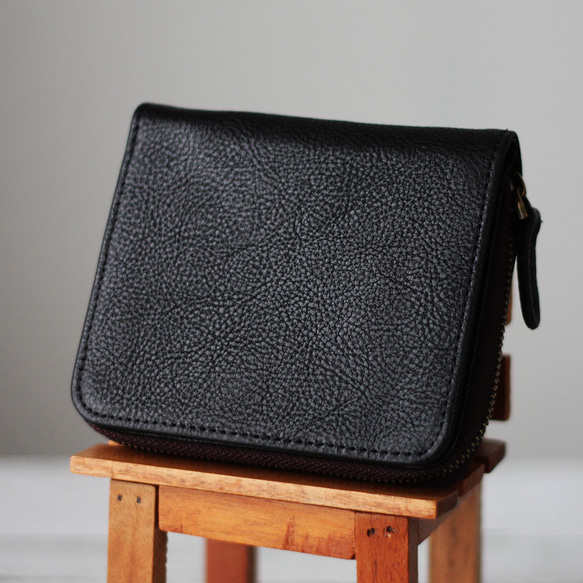 本革 コンパクトウォレット 二つ折り財布 メンズ レディース 小銭入れ W-271 10枚目の画像