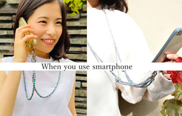 【京都くみひも×尾州かすり染】 伝統技術のコラボ！かわいいスマホショルダー スマホストラップ※送料無料※ 5枚目の画像