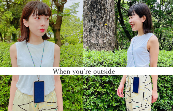 【京都くみひも×尾州かすり染】 伝統技術のコラボ！かわいいスマホショルダー スマホストラップ※送料無料※ 4枚目の画像