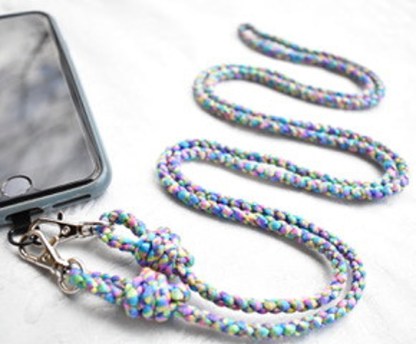 【京都くみひも×尾州かすり染】 伝統技術のコラボ！かわいいスマホショルダー スマホストラップ※送料無料※ 2枚目の画像