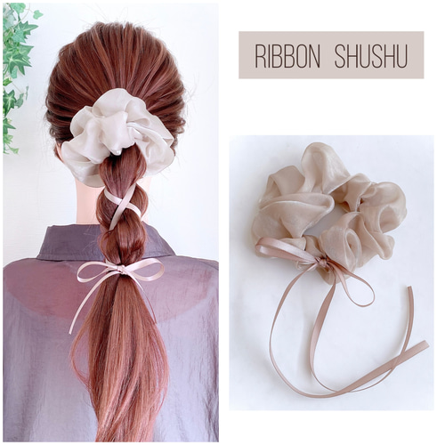 ゴールド と アクリル チェーン ヘアゴム / べっ甲 ヘア