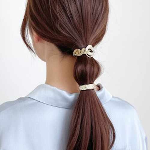 ゴールド と アクリル チェーン ヘアゴム / べっ甲 ヘアアクセサリー